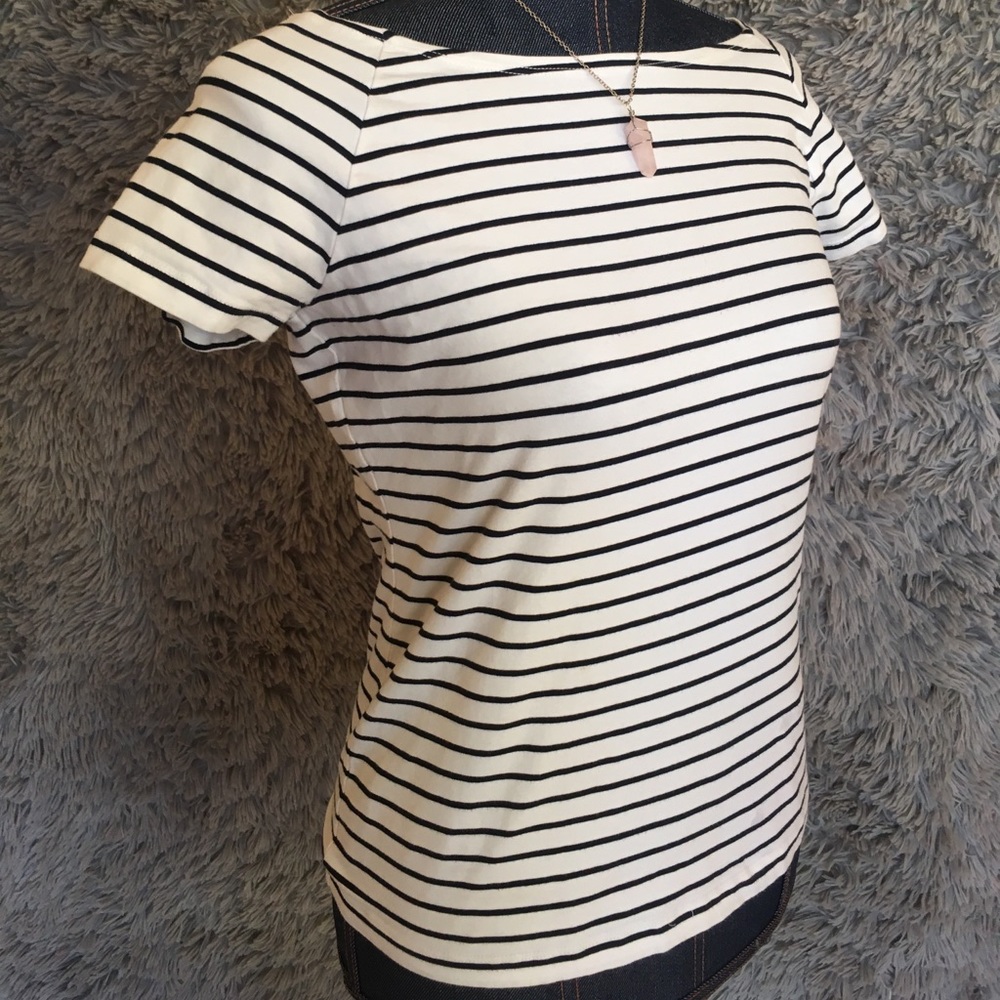 Black and white striped blouse